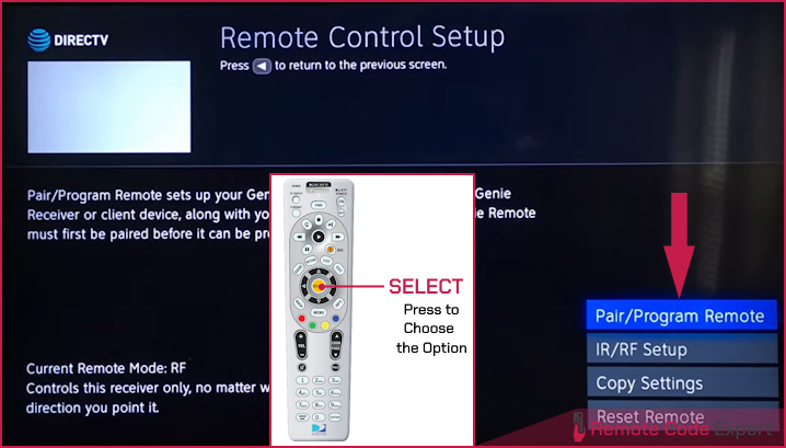 directv remote control setup