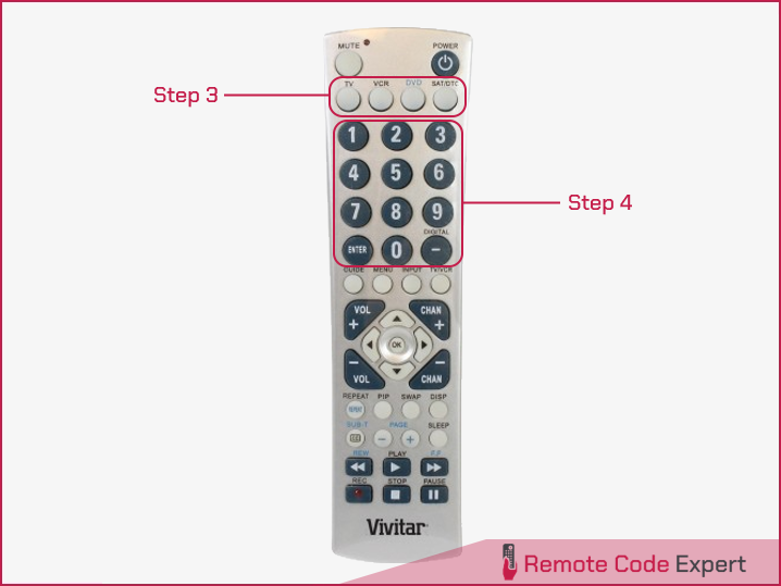 vivitar universal remote programming code inputting